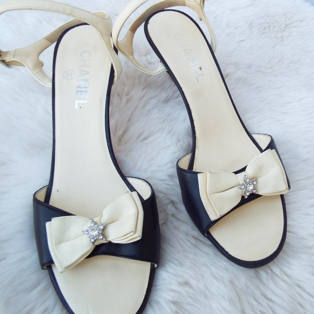 Vintage Chanel Bi-Color Ankle Buckle Sandals